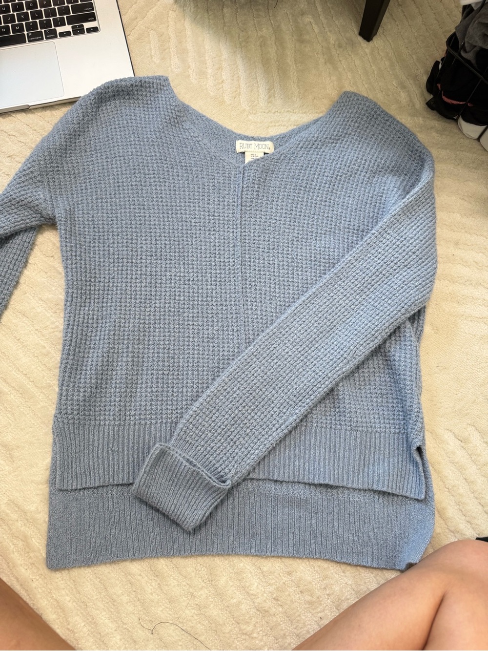 ruby moon Soft Sky Blue V-Neck Knit Sweater